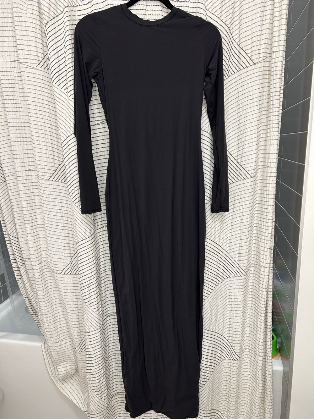 SKIMS Black Long-Sleeve Maxi Dress